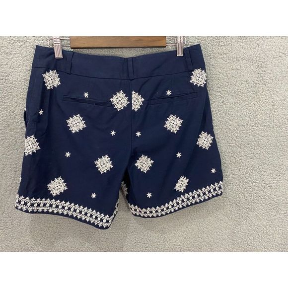 Ann Taylor loft womens shorts 6 blue geometric embroidered the riviera short - Picture 2 of 7